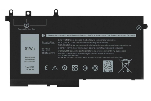 New 11.4V 51Wh 93FTF Laptop Battery For Dell Latitude 5280 5480 5488 5490 5580 5590 Precision 3530