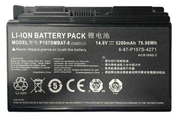 OEM P157SMBAT-8 Laptop Battery For Clevo Terransforce P157S P157SM P177SM-A 14.8V 5200mAh